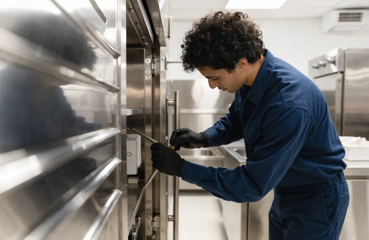 Maintenance of kitchen and refrigeration equipment in an industrial kitchen