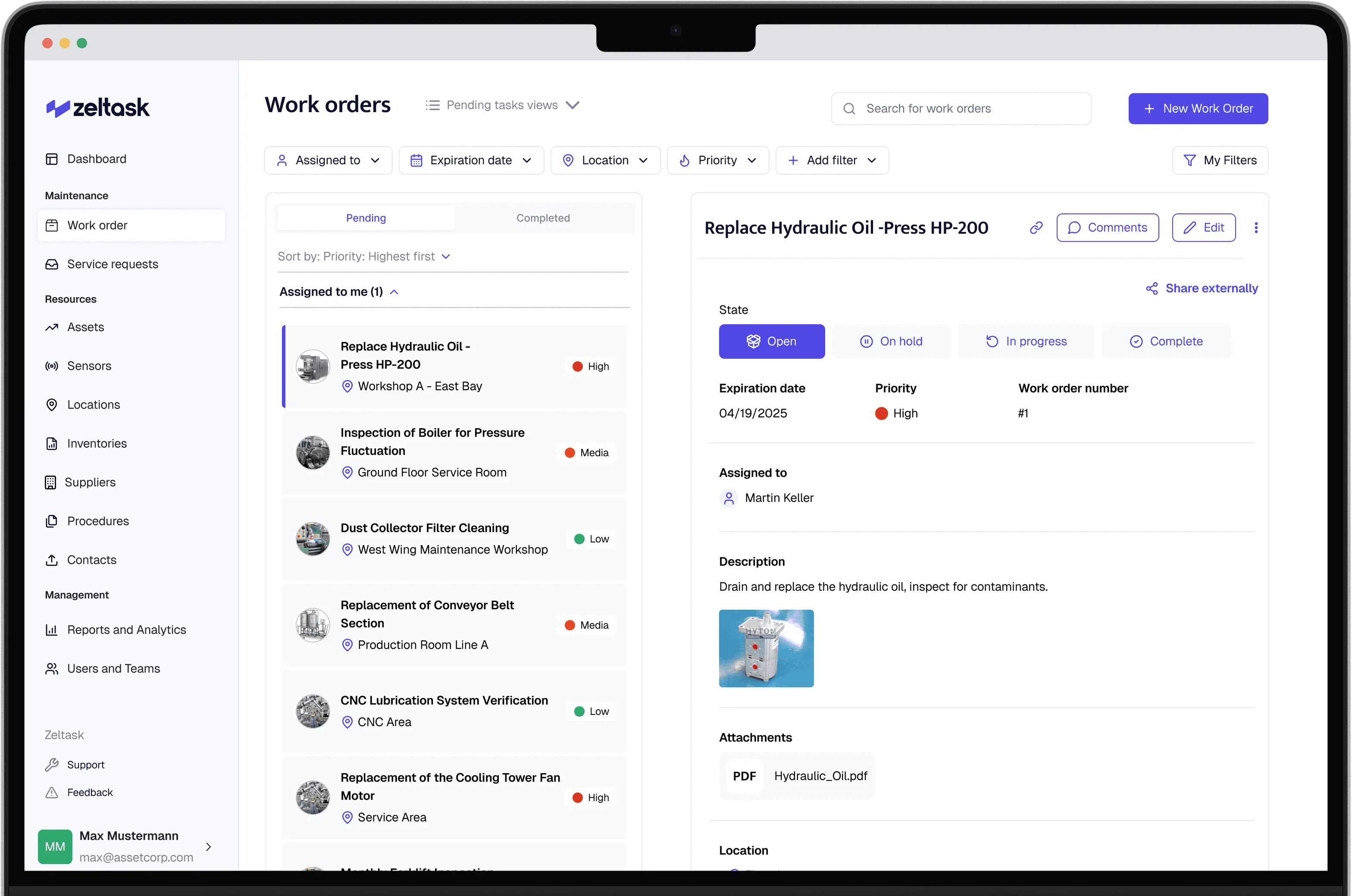 Zeltask Platform - Dashboard en laptop mostrando gestión operacional
